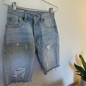 Levis 501 Free People Light Denim Wash Shorts 24 25 XS